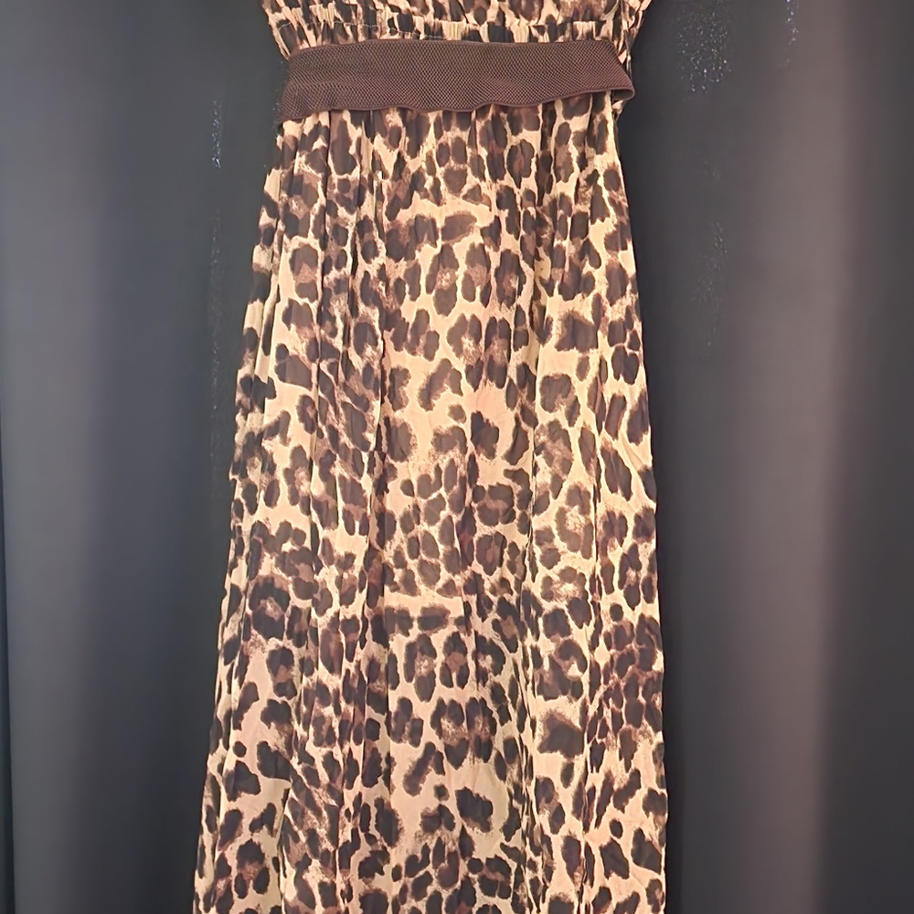 Annabelle Leopard Print Strapless Dress with Belt Size M Used